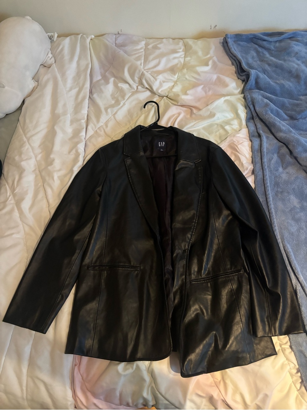 GAP Black Faux Leather Blazer Jacket